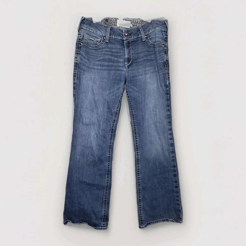 Ariat Jeans Women 33R Blue Real Riding Spitfire Mid-Rise Boot Cut Stretch Denim